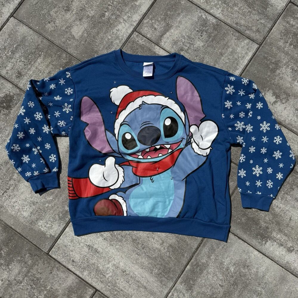 Disney Lilo & Stitch Light Up Christmas Pullover Sweater Sweatshirt Size XL